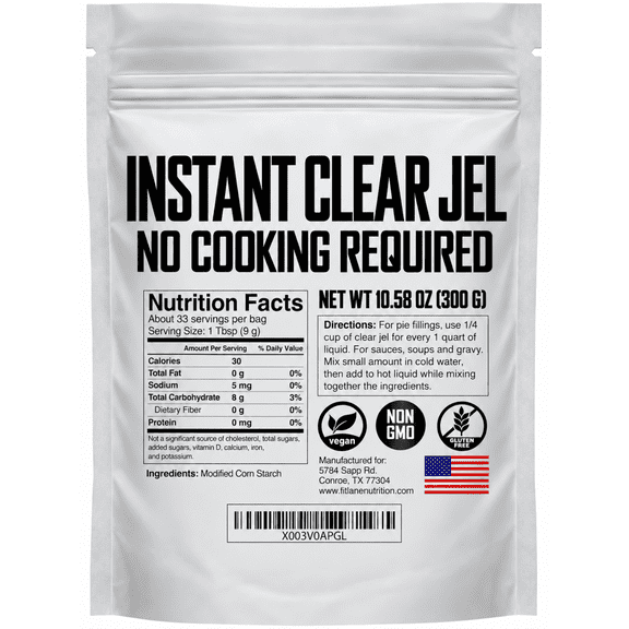 FitLane Nutrition Instant Clear Jel Powder, No Cooking Required Thickener, Gluten-Free, Vegan, Unflavored, 300 Grams, 1-Pack