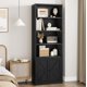 thumbnail image 2 of 6 niveles freestanding de madera estante para sala de estar, dormitorio, o oficina - estilo rural y industrial style con doors y abiertos estantes (negra), 2 of 6