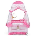 thumbnail image 3 of Costway Baby Playard Crib Bed 4 in 1 Portable with Changing Table Canopy Music Box Pink, 3 of 11