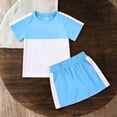 thumbnail image 4 of LJEFF Girls Color Block T-Shirt & Skort Set, Soft Elastic Waist Comfortable Short Sleeve Casual 2PC Outfit Light Blue Size 10 Years, 4 of 9