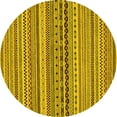 thumbnail image 1 of Ahgly Company Machine Washable Indoor Round Abstract Yellow Modern Area Rugs, 7' Round, 1 of 4