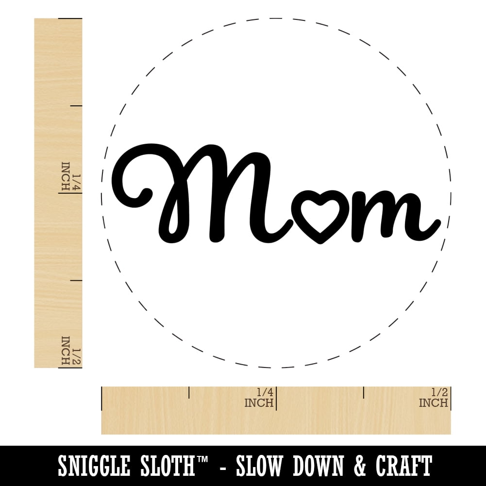 Mom with Heart Self-Inking Rubber Stamp Ink Stamper - Black Ink - Mini 1/2 Inch