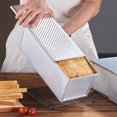 thumbnail image 2 of Commercial Pullman Loaf Pan with Lid 2.2 lb Dough Capacity Non-Stick Bakeware for Baking Bread Corrugated Bread Toast Box Mold Extra Large Loaf Pan Silver 2 pcs, 2 of 7