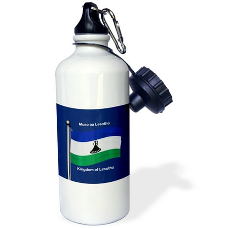 3dRose Waving flag of Lesotho with the Kingdom of Lesotho printed in English and Sesotho, Sports Water Bottle, 21oz