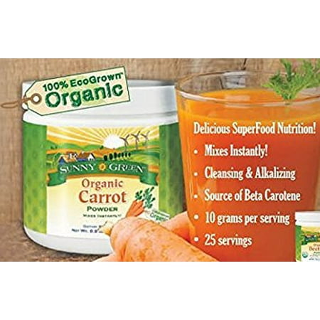 Sunny Green - Carrot Powder Root Organic, Natural (Jar) 11g 9.9oz