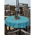 thumbnail image 3 of Outdoor Tablecloth with Umbrella Hole Zipper Teal Blue Striped Round Tablecloth 60" Waterproof Outside Table Cloth Thin Line Geometric Patio Table Cover Tablecloths for Picnic Party, 3 of 8