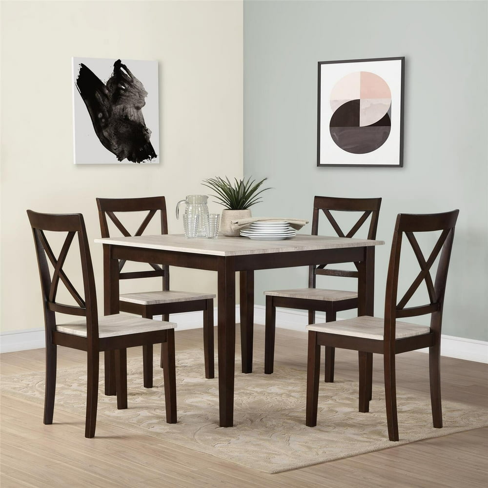 Dorel Living Sunnybrook Rustic 5Piece Dining Set, Rustic /Espresso