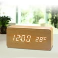 thumbnail image 1 of Xingzhi Wooden LED Alarm Clock with Table Clocks Wooden Clock LED Display Temperature Sounds Clocks Wooden LED Alarm Control Electronic Digital Clock, 1 of 3
