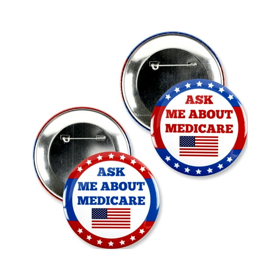10 Pack - Ask Me About Medicare Clinical and Customer Service Pinback Button - 3 Inch