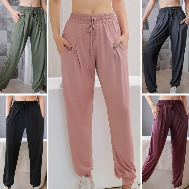Pantalones deportivos de mujer de secado rápido con bolsillos con cordón elástico en la cintura