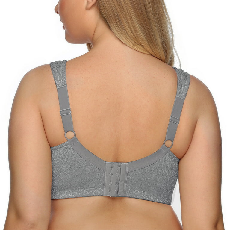 Exclare Women's Full Coverage Plus Size Comfort Double Support Unpadded  Wirefree Minimizer Bra(Gray,46G) 