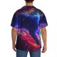thumbnail image 3 of Balery Cosmic Cat Psychedelic Journey Camisa Casual de Manga Corta con Botones para Hombre, Texturizada, Estilo Cubano, para Playa, Verano-X-Large, 3 of 5