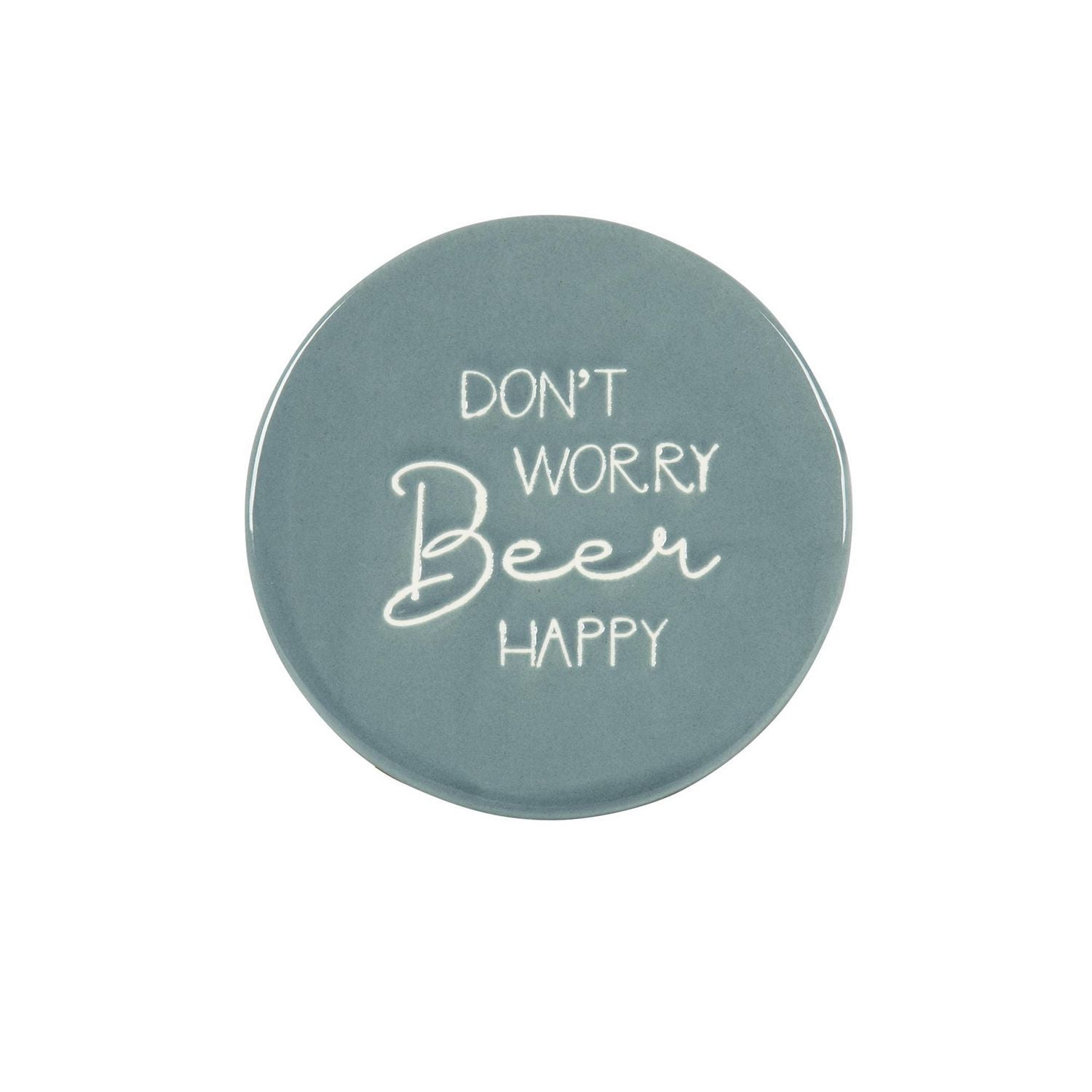 Linden Porcelain 4 Piece Coaster Set with Blue Finish, Assorted Sayings