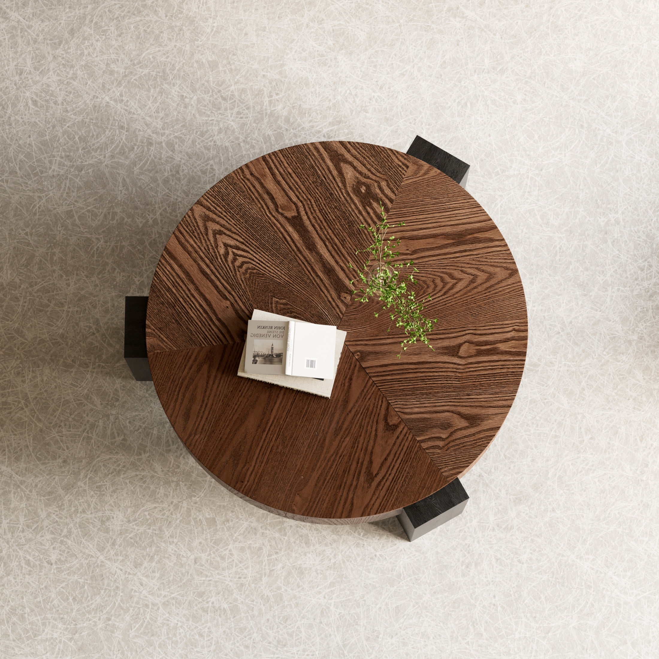Noble House Lira 33" Round Coffee Table with Hidden Storage, Sturdy Accent Table for Living Room, Small Space, Walnut