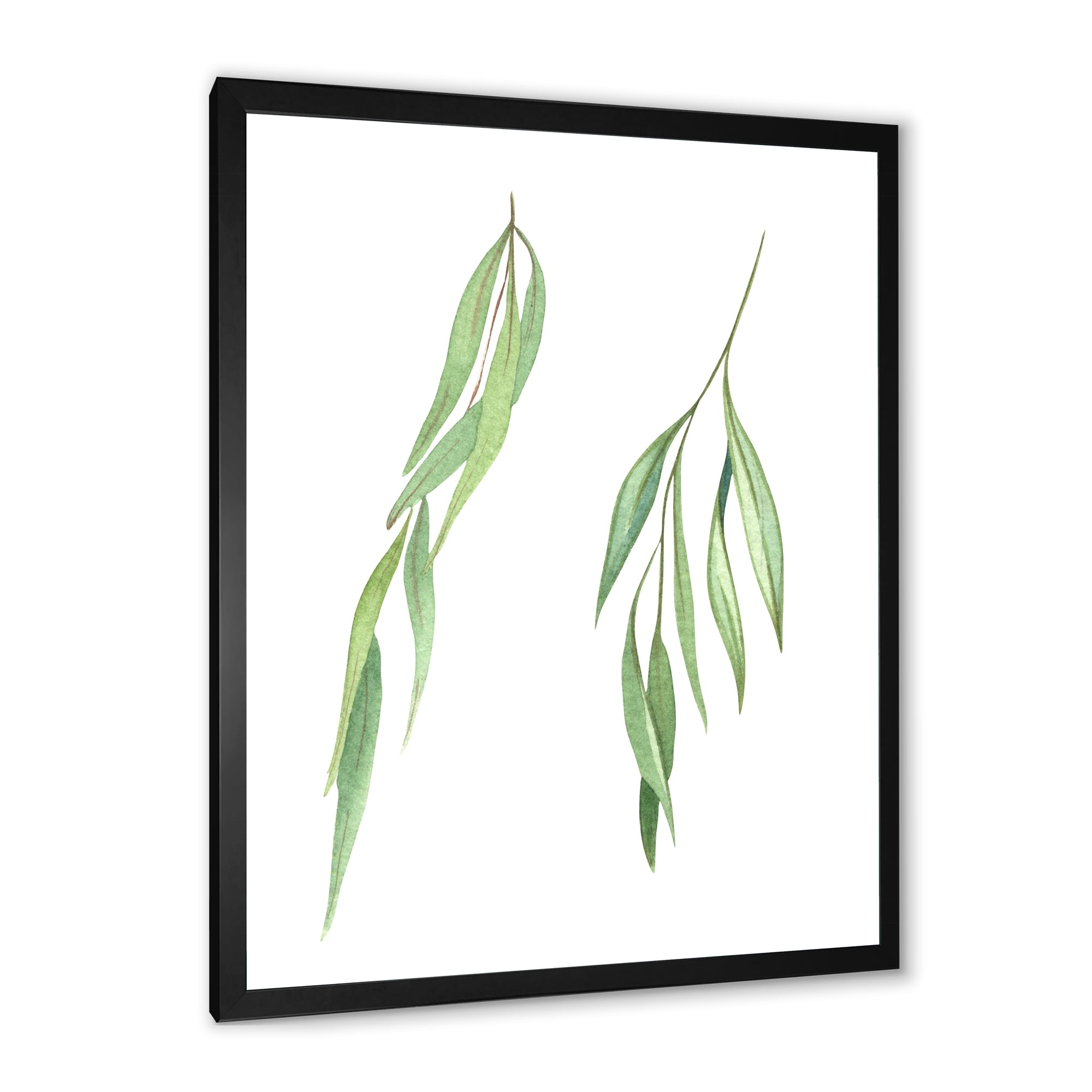 Designart 'Two Willow Branches On White' Farmhouse Framed Art Print