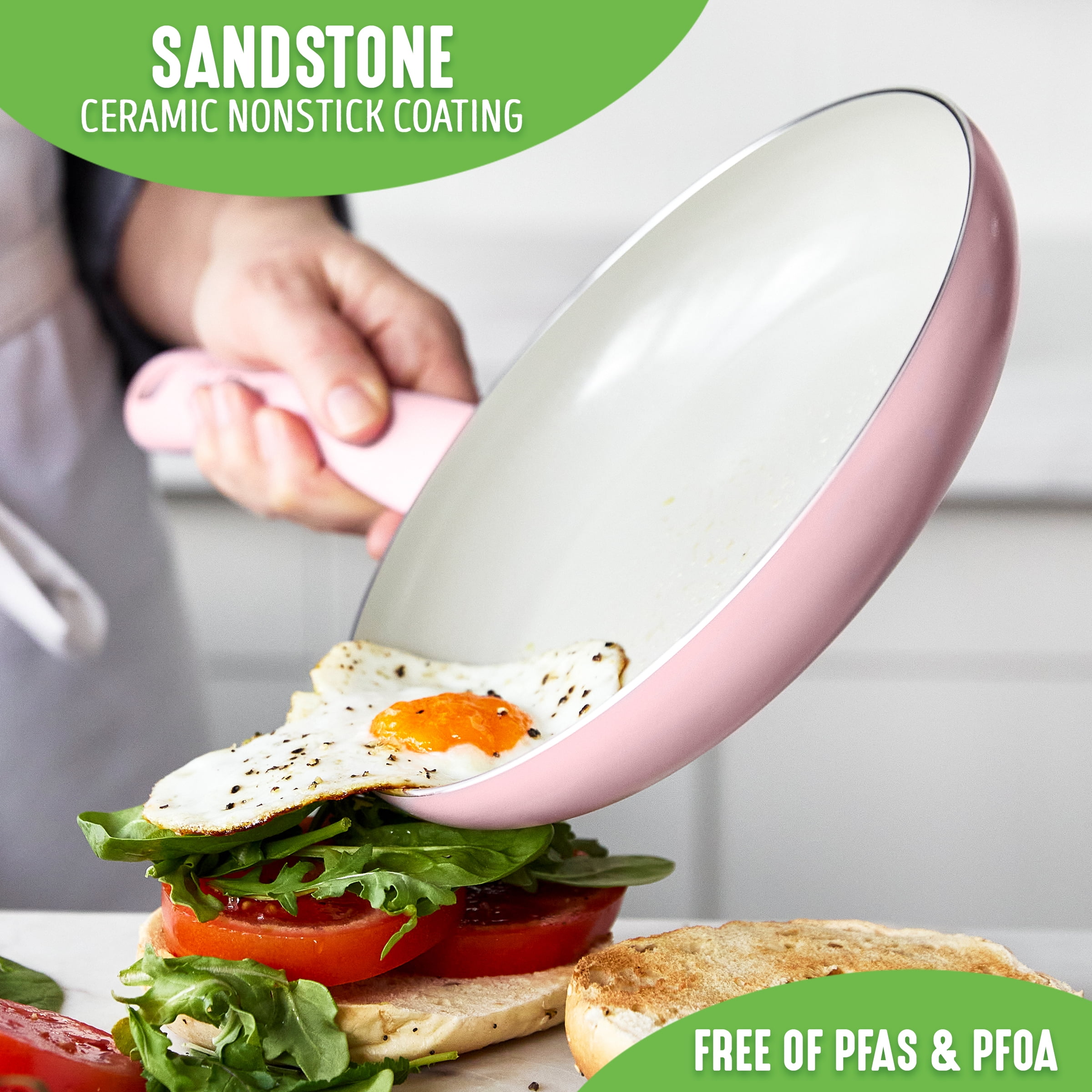 15 PC Greenlife Healthy Nonstick Pink Cookware Pots Pans Lids Complete Set  NEW