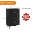 thumbnail image 3 of Black Fluted Tall 5 Drawers Dresser for Bedroom,Wood Bedrooms Chest of Drawers Dresser for Closet, 3 of 6