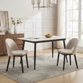 thumbnail image 3 of Historyli Sillas de comedor modernas tapizadas en tela (2 unidades), sin brazos, con respaldo curvo hueco y patas de madera, color beige., 3 of 7