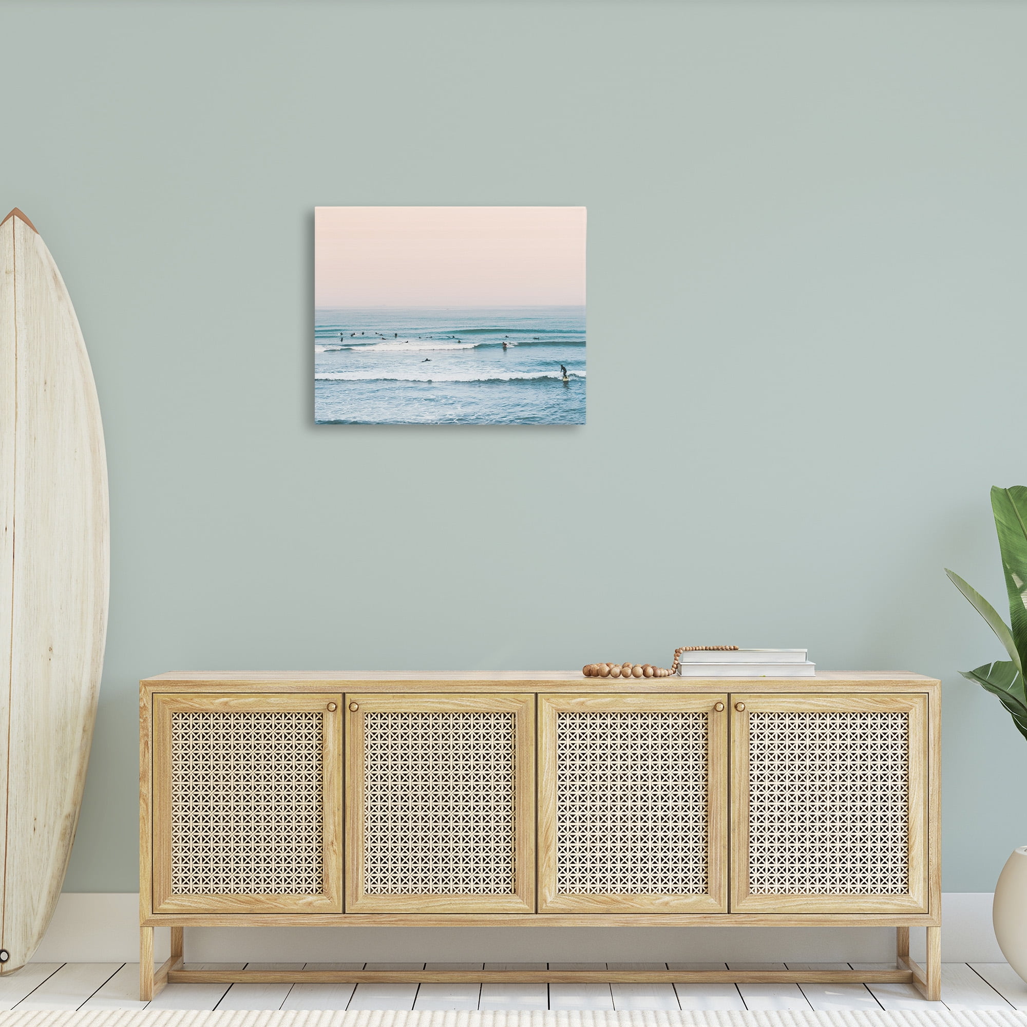 Stupell Industries Pastel Surfer Scene Sports Photography Gallery Wrapped Canvas Art Print Wall Art, 30 x 24