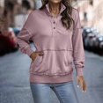 thumbnail image 2 of BLVB Womens Long Sleeve Button Stand Collar Sweatshirts Casual Fashion Fall Winter Pullover Tops with Pocket, 2 of 7