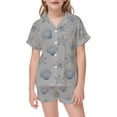 thumbnail image 2 of FYDUU Girls Pajamas Set Cute Cartoon Print Short Sleeve Button Down Sleepwear for Kids Casual Loungewear Summer Nightwear Outfits 8-9 Years, 2 of 4
