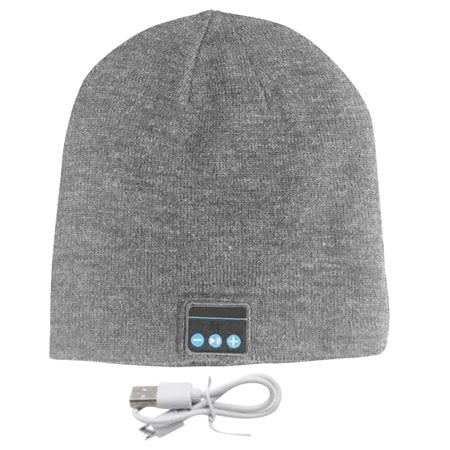 Bluetooth 5.0 Beanie Wireless Music Listening Handsfree Headphone Hat Winter Warm Knitted Cap, Dark Grey