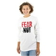 thumbnail image 3 of Fear Not Paint Splatter Christian Plus Size Long Sleeve Graphic Tee Shirt Brisco Brands 2X, 3 of 5