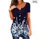 thumbnail image 1 of Camiseta de mujer Blusa informal Cuello en V Manga corta Botón Top, Azul Blanco, XXL Monstrate  AP001374-05, 1 of 5