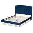 thumbnail image 4 of Baxton Studio Joanna Modern and Contemporay Navy Blue Velvet Fabric Upholstered and Dark Brown Finished Wood Queen Size Platform Bed, 4 of 10