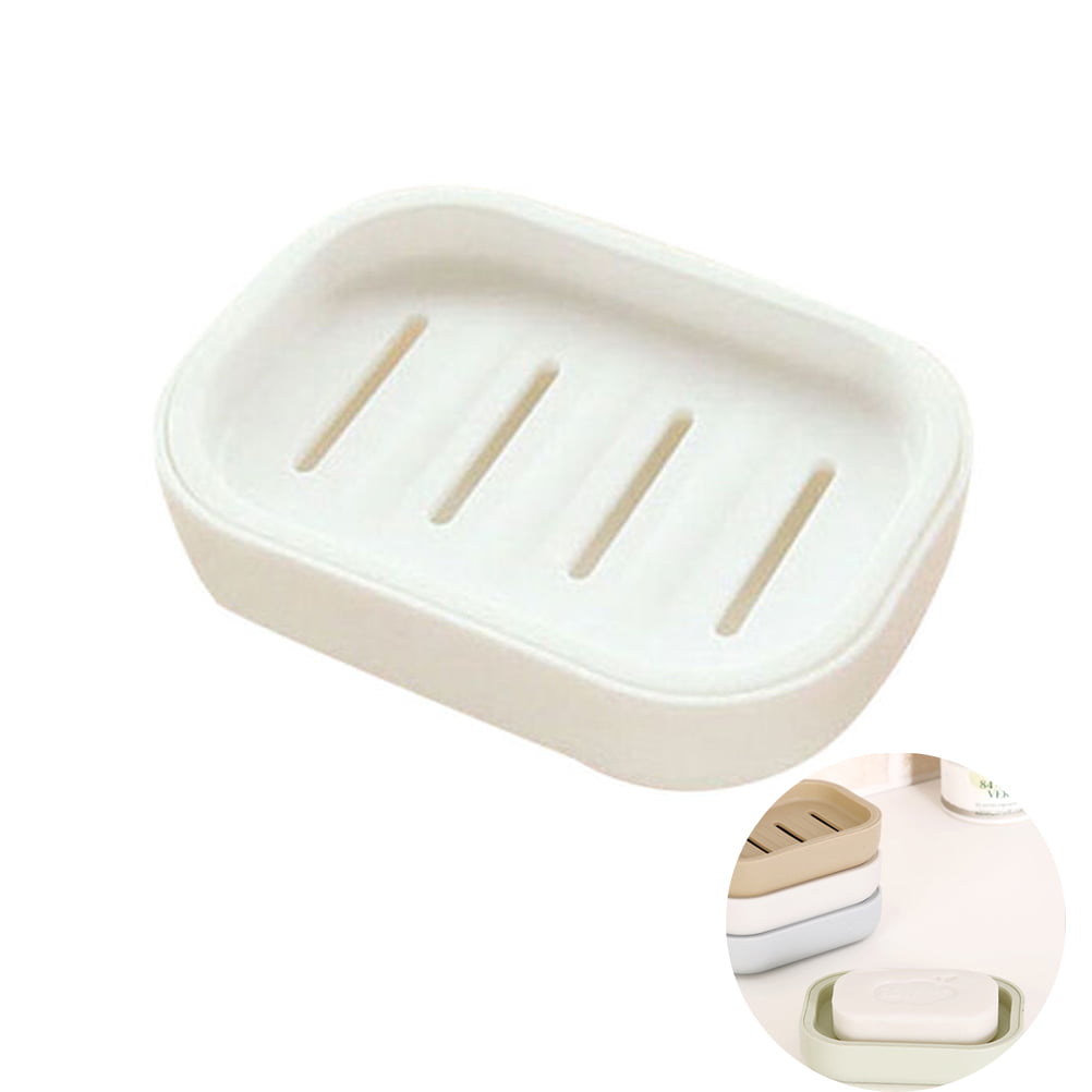 Soap Holder Dish Box Bathroom Travel Case White Container Plastic Bath Storage 