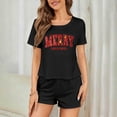 thumbnail image 7 of REORIAFEE Womens Lounge Pants Sets Christmas 3 Piece Pajama Short Sleeve Top and Shorts Santa Graphic Soft Sleepwear Black XS-2XL, 7 of 7