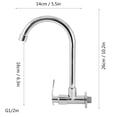 thumbnail image 2 of Kitchen Faucet, Professional Durable Household Faucet Single Cold Wall Mounted Faucet Tap,360 Degree Rotation G1/2in (Without Hose), 2 of 9