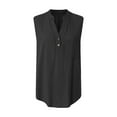 thumbnail image 4 of YDFCWXW Tank Tops for Women 2025 Summer Tops Cotton Linen Sleeveless Button Down Shirts Trendy V Neck Blouses with Side Slit Black, M, 4 of 5