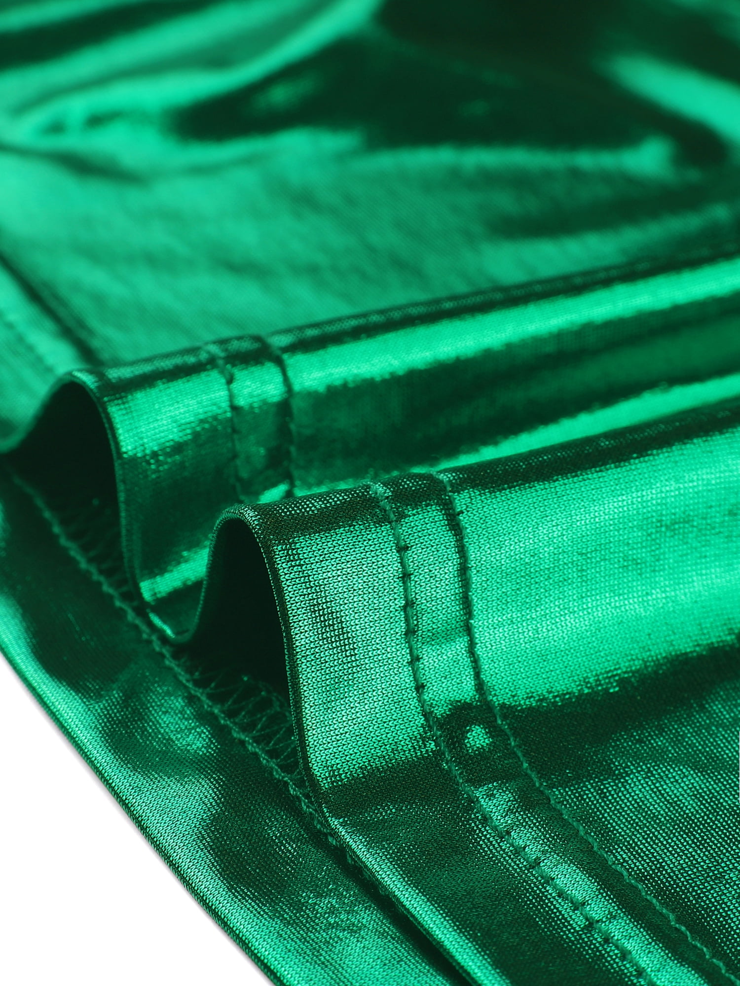 DARING DIVA Women's Metallic Cropped Top One Shoulder Blouse L Green