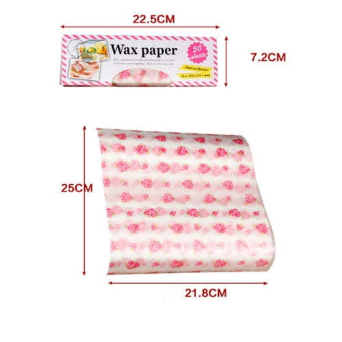 50 Sheets Wax Paper Food Picnic Paper Disposable Food Wrapping Greaseproof  Paper Food Paper Liners Wrapping Tissue for Plastic Food Basket (Heart)