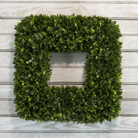 Artificial Tea Leaf Wreath With Grapevine Base Uv Resistant Artificial Tea Leaf Wreath With Grapevine Base Uv Resistant Greenery Square Slim Profile