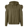 thumbnail image 4 of vigerkar Puff Sleeve Sweatshirt Women Casual Long Latern Sleeve Drawstring Hooded Pullover (AG, XXL), 4 of 5