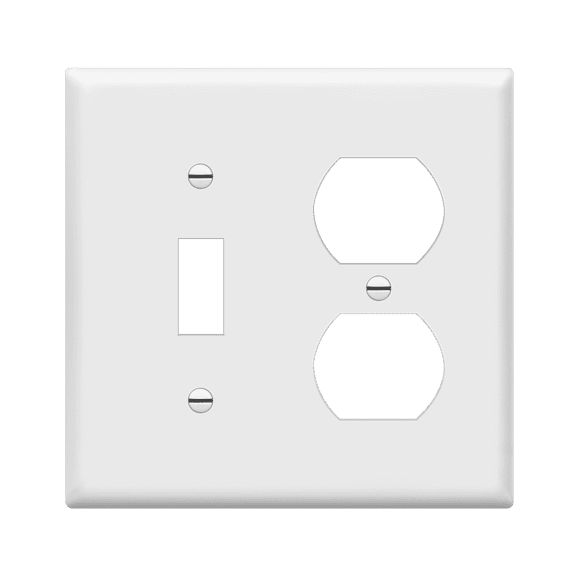 Enerlites Combination Toggle Light Switch and Duplex Outlet Wall Plate Cover, Standard Size 2-Gang 4.50" x 4.57", UL Listed, 881121-W, White
