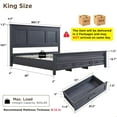 thumbnail image 2 of ACCOHOHO Farmhouse King Size Bed Frame with 52" Tall Full-Panel Headboard, Wood Platform Bedframe with Footboard and Storage Drawers, No Squeak, No Box Spring Needed, Antique Black, 2 of 6