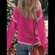 thumbnail image 4 of Suéteres para Mujer, Cuello Redondo Liso, Corte Holgado, Larga, Punto en Contraste, Jersey, Tops Rosa Roja S, 4 of 8