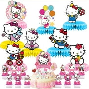Hello Kitty Table Toppers Honeycomb Centerpieces Cake Toppers Decorations for Birthday Party Decor Supplies Photo Props
