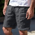thumbnail image 2 of Mens Shorts Mid Waist Cargo Solid Splice Pocket Drawstring Shorts Solid Color Loose Men Running Shorts Grey L, 2 of 3