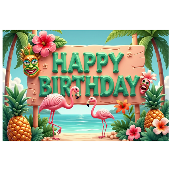 Yatrandify Tropical Design Birthday Banner Colorful Decoration Party Backdrop Floral Elements Flamingo Background for Birthday Celebration Kids Event Indoor Party