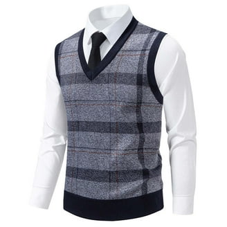 Toptie Men Business V-Neck Knitted Sweater Vest, XXL, Black