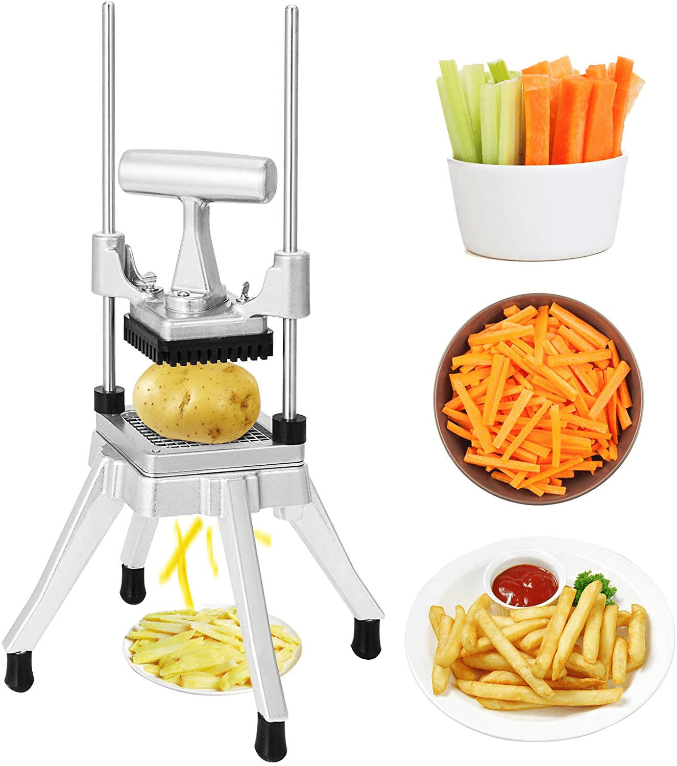 Private Jungle Die-Cast Aluminum Dicing / Strip / Dicing Machine Vegetable Cutting Strip, Dicing Machine 4 Blades (3/8, 1/4, 1/2, Flower Knives) Private Jungle Die-Cast Aluminum Dicing / Strip / Dicing Machine Vegetable Cutting Strip, Dicing Machine 4 Blades (3/8, 1/4, 1/2, Flower Knives)