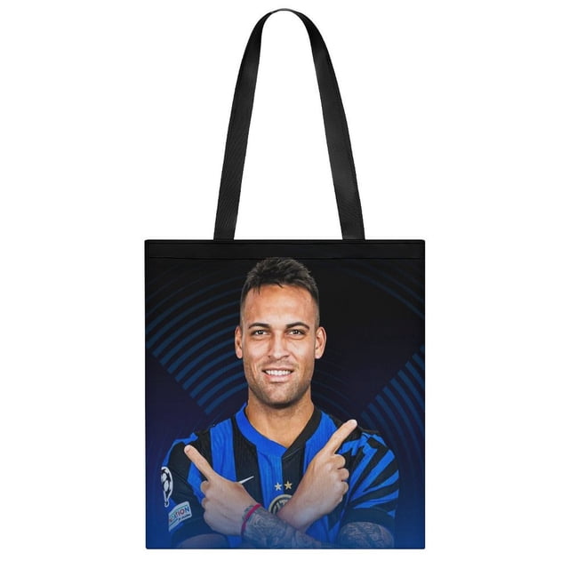 Lautaro Martínez Bolso de tela con estampado de lienzo para mujer, bolsa de compras reutilizable y estética, con cremallera interior, regalo para mujer, 35 × 40 cm.