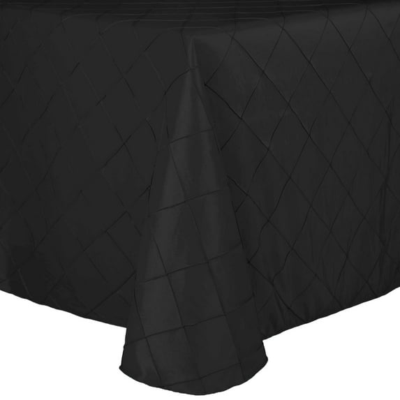 Ultimate Textile (5 Pack) Embroidered Pintuck Taffeta 60 x 84-Inch Oval Tablecloth Black