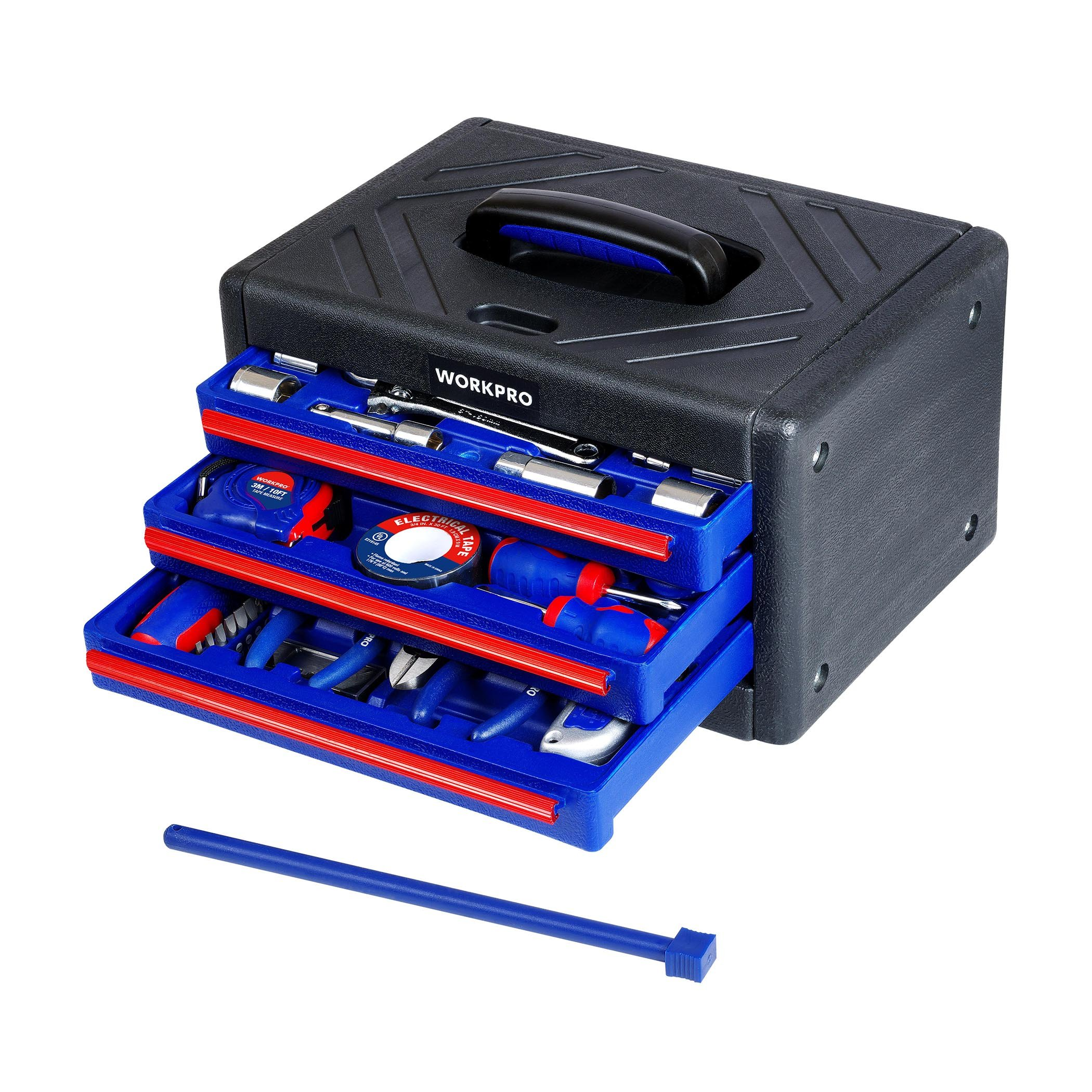 WORKPRO 125-Piece Auto Repair Tool Set, 3-Drawer Box photo 2
