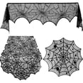 thumbnail image 2 of Halloween Spider Decorations Sets Halloween Fireplace Mantel Scarf Round Table Cover Cobweb Lampshade for Halloween Party Style 4, 2 of 6