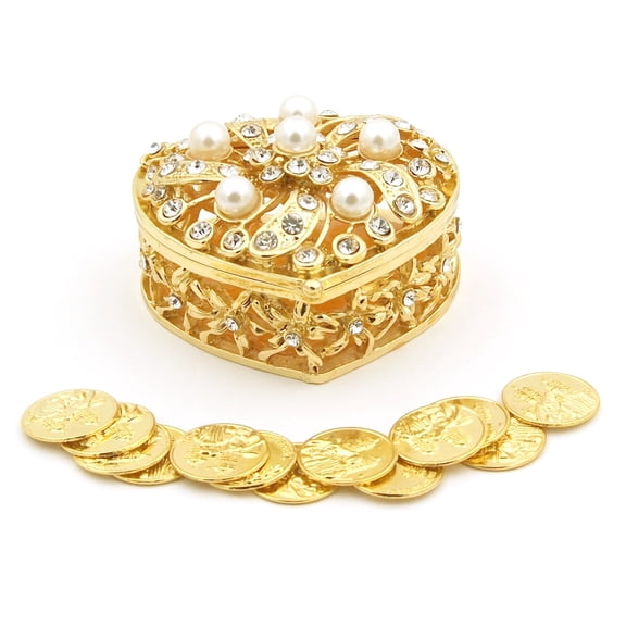 Joice Gift Heart Shape Box Set Elegant Wedding Arras with 13 Unity Coins